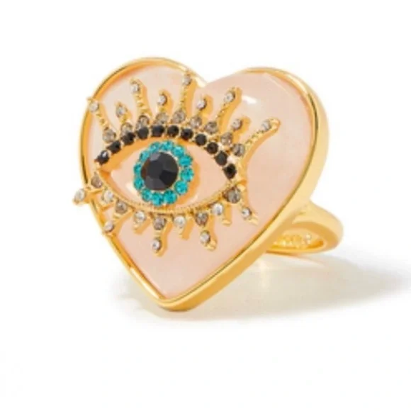 NWT Kurt Geiger Evil Eye Heart Cocktail Ring Size 8 - Picture 1 of 7
